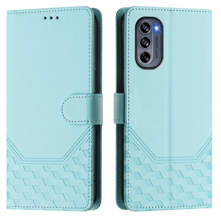 For Motorola Moto G62 5G Global / India Honeycomb Embossing RFID Leather Phone Case