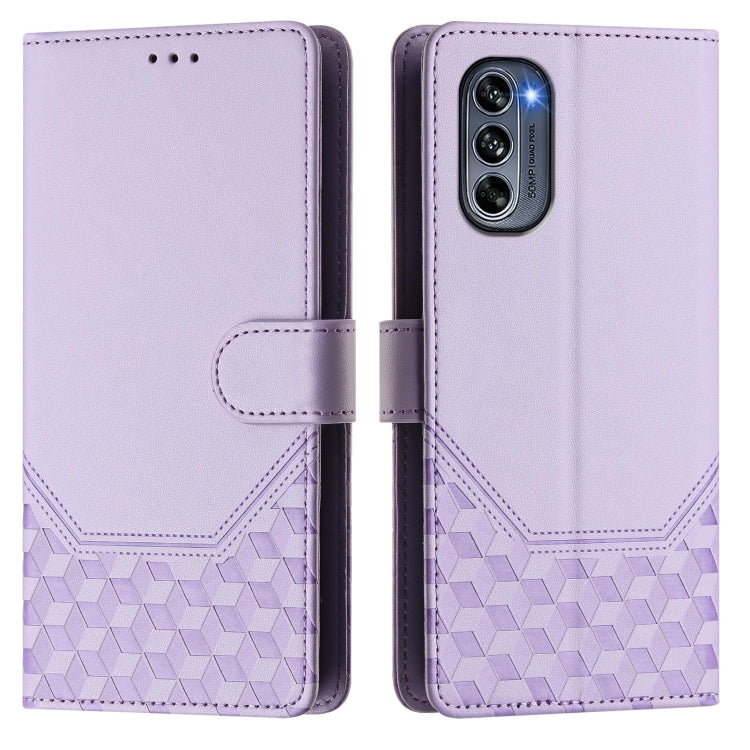 For Motorola Moto G62 5G Global / India Honeycomb Embossing RFID Leather Phone Case