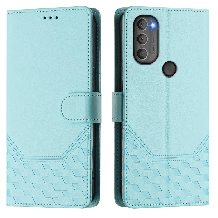 For Motorola Moto G71 5G Honeycomb Embossing RFID Leather Phone Case
