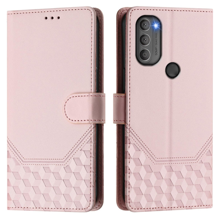 For Motorola Moto G71 5G Honeycomb Embossing RFID Leather Phone Case