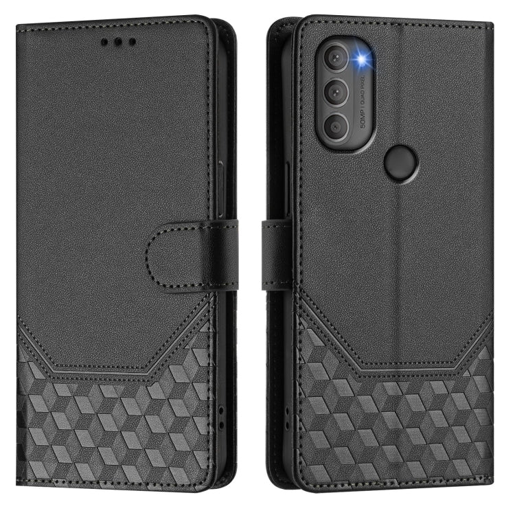 For Motorola Moto G71 5G Honeycomb Embossing RFID Leather Phone Case