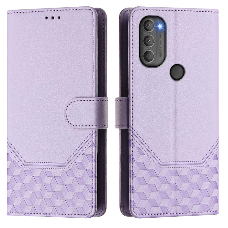 For Motorola Moto G71 5G Honeycomb Embossing RFID Leather Phone Case