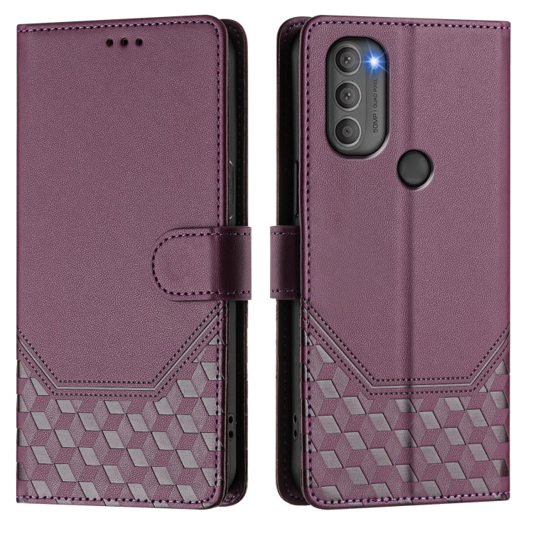For Motorola Moto G71 5G Honeycomb Embossing RFID Leather Phone Case