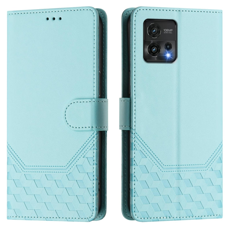 For Motorola Moto G72 Honeycomb Embossing RFID Leather Phone Case