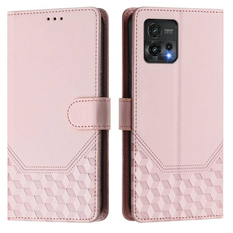 For Motorola Moto G72 Honeycomb Embossing RFID Leather Phone Case