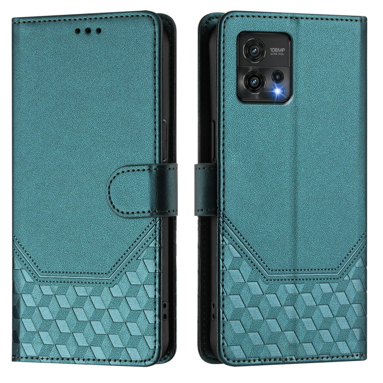 For Motorola Moto G72 Honeycomb Embossing RFID Leather Phone Case
