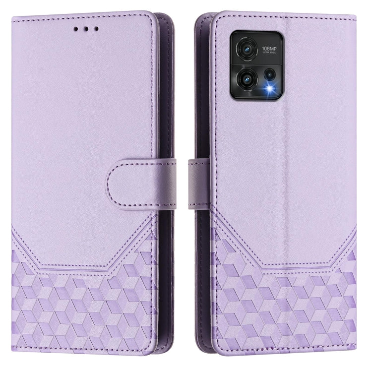 For Motorola Moto G72 Honeycomb Embossing RFID Leather Phone Case