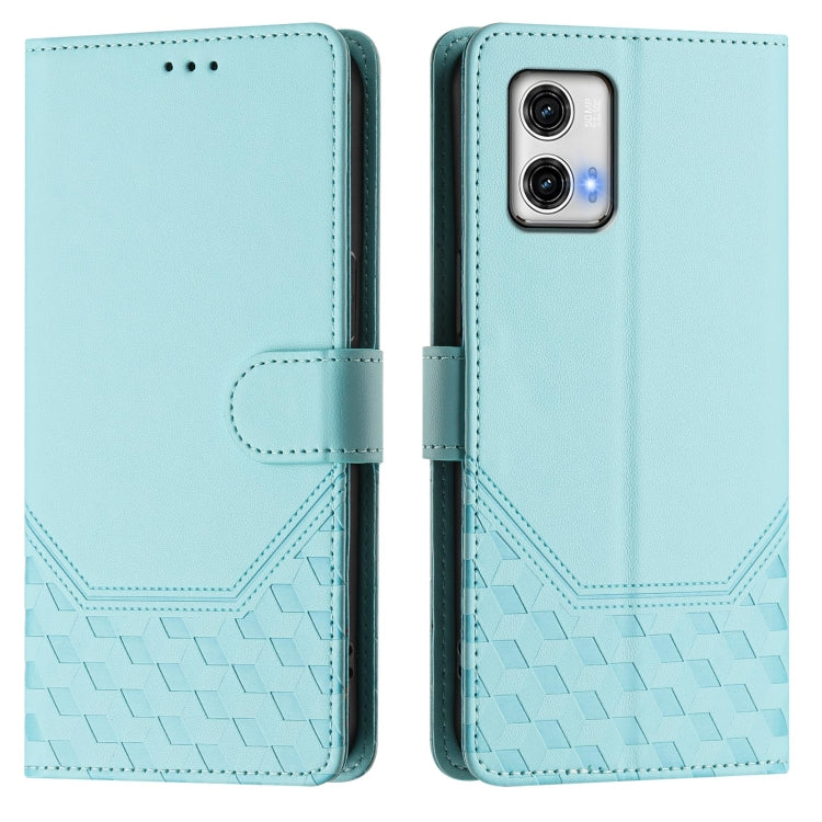 For Motorola Moto G73 5G Honeycomb Embossing RFID Leather Phone Case