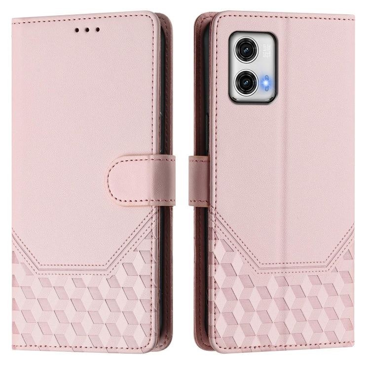 For Motorola Moto G73 5G Honeycomb Embossing RFID Leather Phone Case