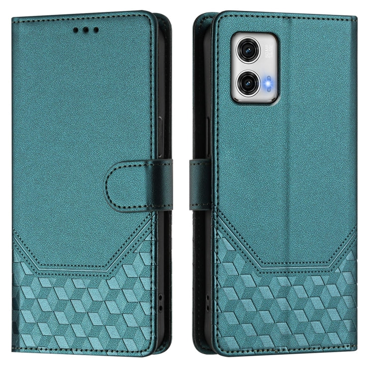 For Motorola Moto G73 5G Honeycomb Embossing RFID Leather Phone Case