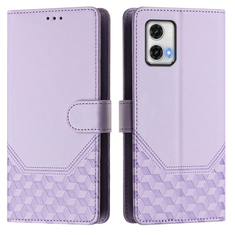 For Motorola Moto G73 5G Honeycomb Embossing RFID Leather Phone Case
