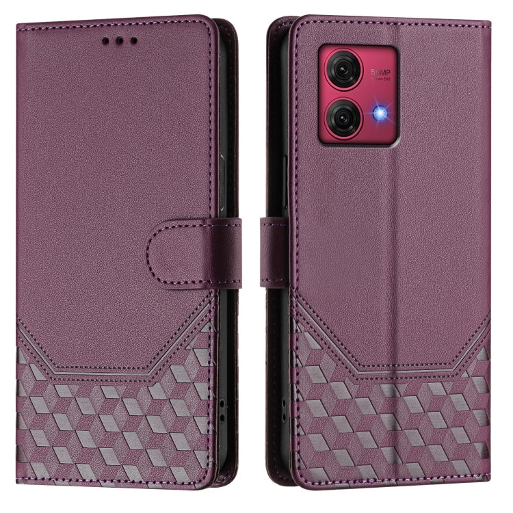 For Motorola Moto G84 5G Honeycomb Embossing RFID Leather Phone Case
