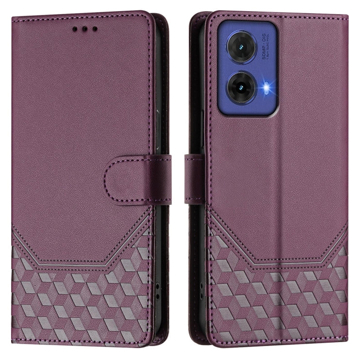 For Motorola Moto G85 5G Honeycomb Embossing RFID Leather Phone Case