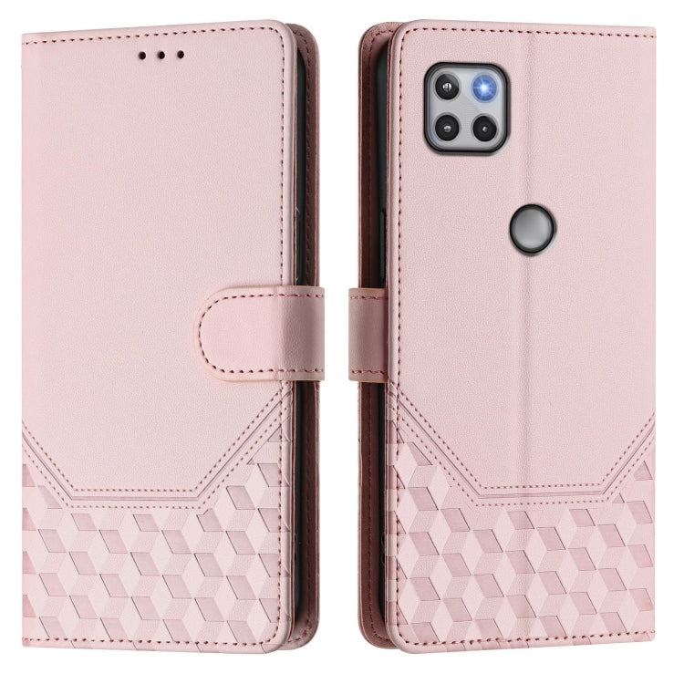 For Motorola Moto One 5G Ace 2021 Honeycomb Embossing RFID Leather Phone Case