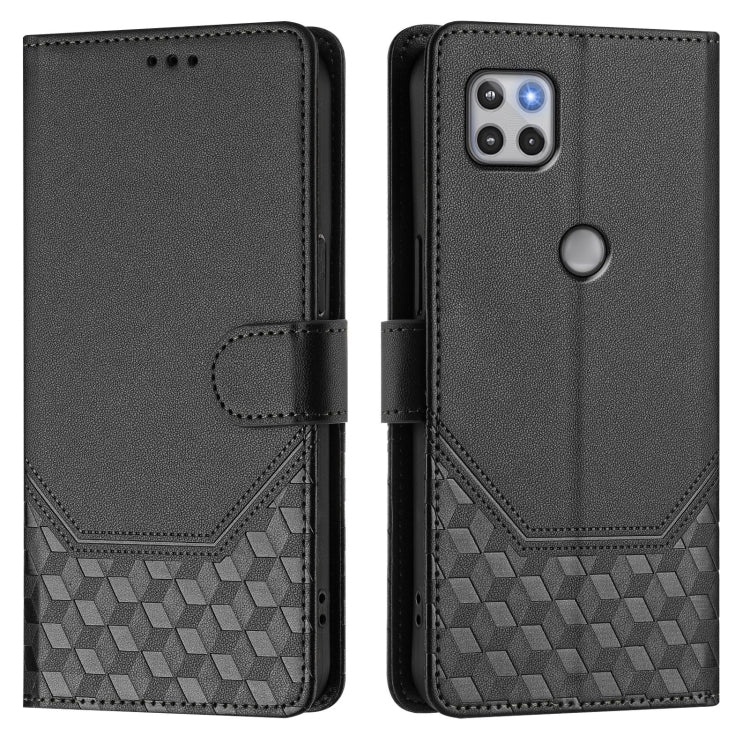 For Motorola Moto One 5G Ace 2021 Honeycomb Embossing RFID Leather Phone Case