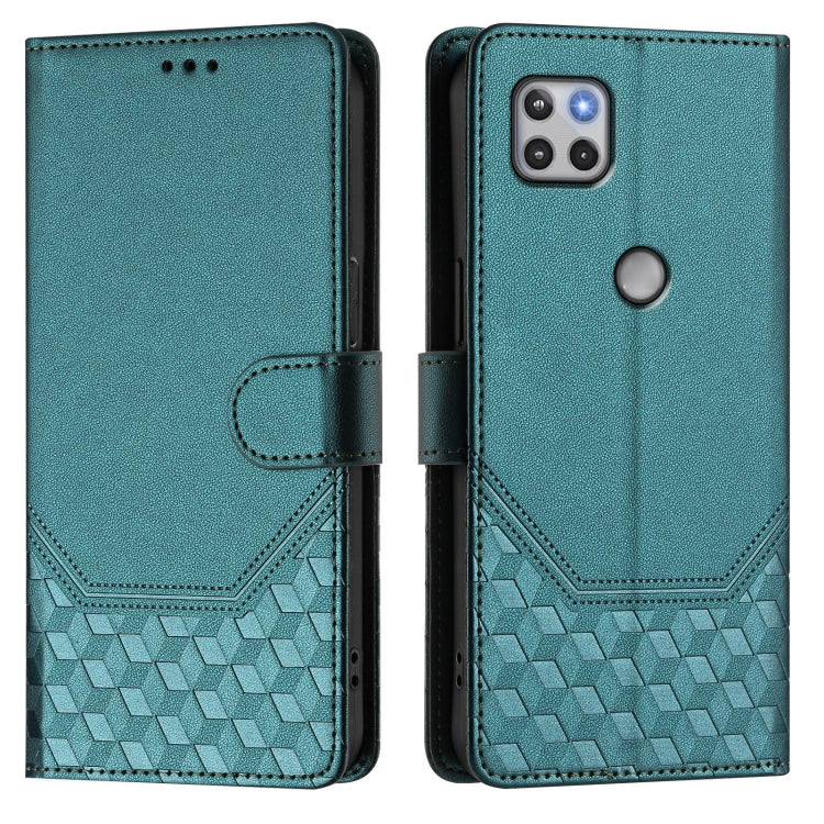 For Motorola Moto One 5G Ace 2021 Honeycomb Embossing RFID Leather Phone Case