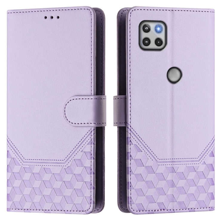 For Motorola Moto One 5G Ace 2021 Honeycomb Embossing RFID Leather Phone Case