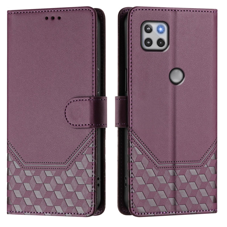 For Motorola Moto One 5G Ace 2021 Honeycomb Embossing RFID Leather Phone Case
