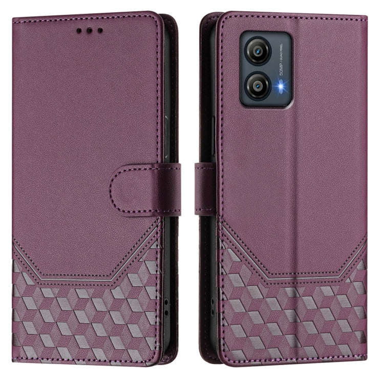 For Motorola Moto G53y 5G / G53j 5G Honeycomb Embossing RFID Leather Phone Case