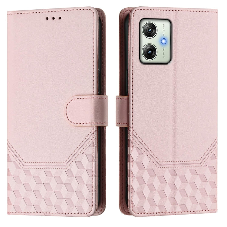 For Motorola Moto G64 India / G54 5G India Honeycomb Embossing RFID Leather Phone Case
