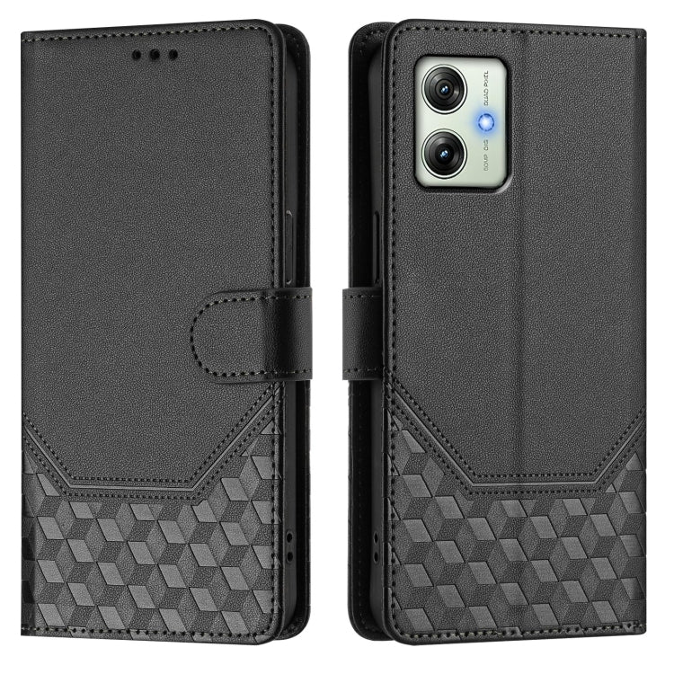 For Motorola Moto G64 India / G54 5G India Honeycomb Embossing RFID Leather Phone Case