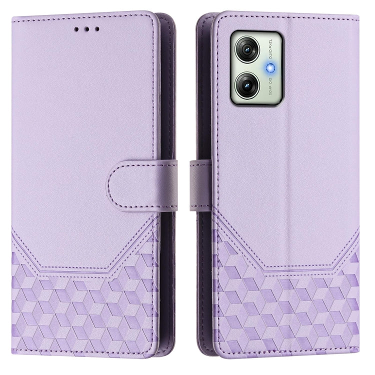 For Motorola Moto G64 India / G54 5G India Honeycomb Embossing RFID Leather Phone Case