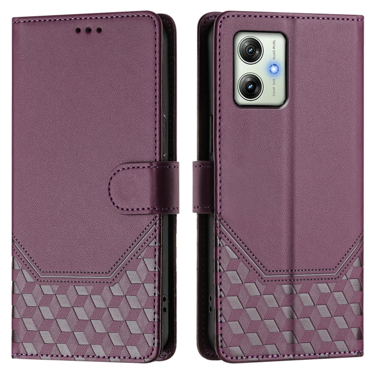 For Motorola Moto G64 India / G54 5G India Honeycomb Embossing RFID Leather Phone Case