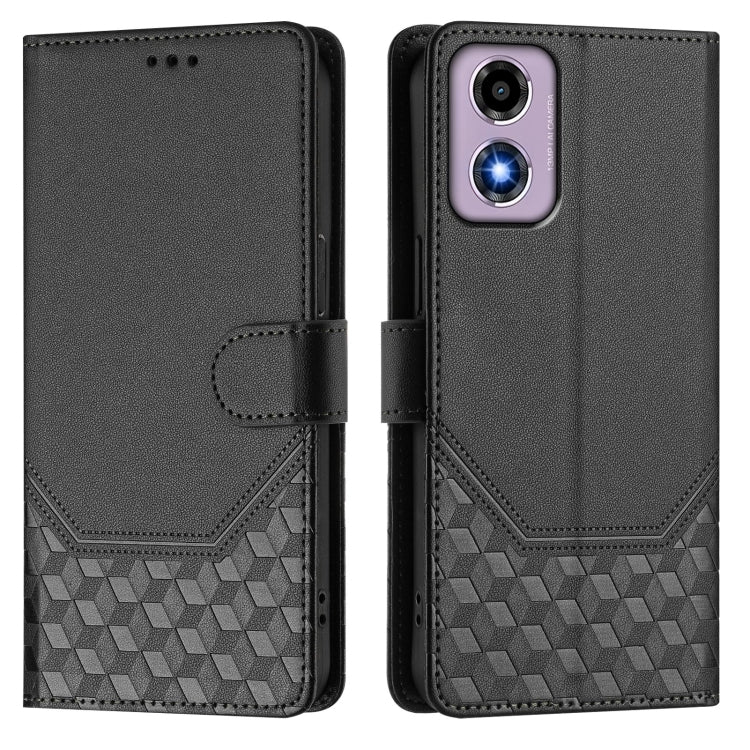 For Motorola Moto G04 4G / G04s 4G Honeycomb Embossing RFID Leather Phone Case