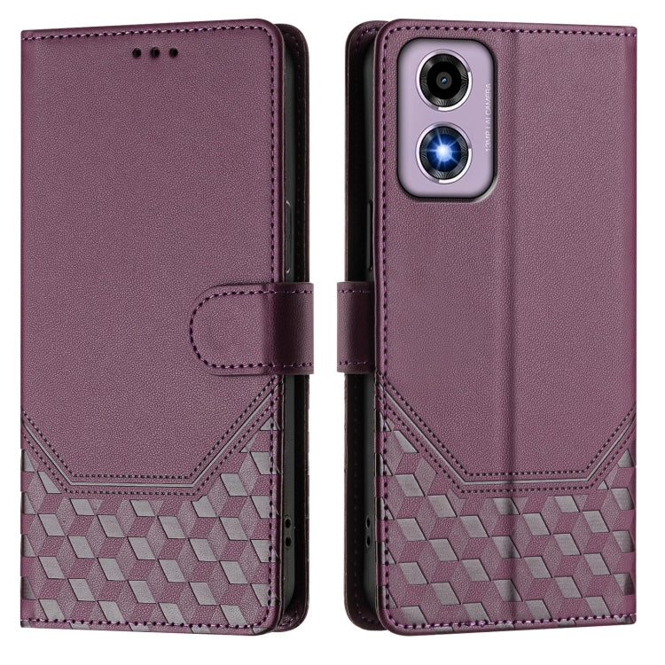 For Motorola Moto G04 4G / G04s 4G Honeycomb Embossing RFID Leather Phone Case
