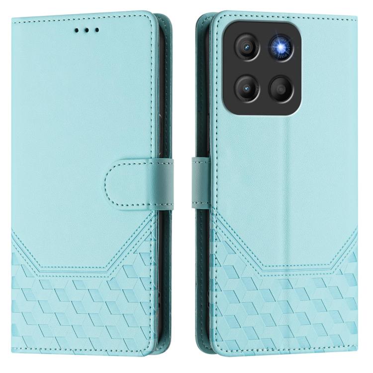 For Motorola Moto G15 Honeycomb Embossing RFID Leather Phone Case