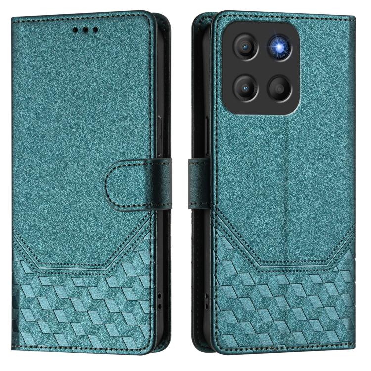 For Motorola Moto G15 Honeycomb Embossing RFID Leather Phone Case