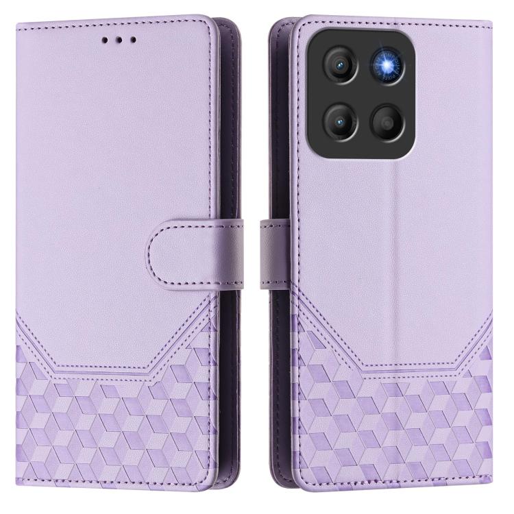 For Motorola Moto G15 Honeycomb Embossing RFID Leather Phone Case