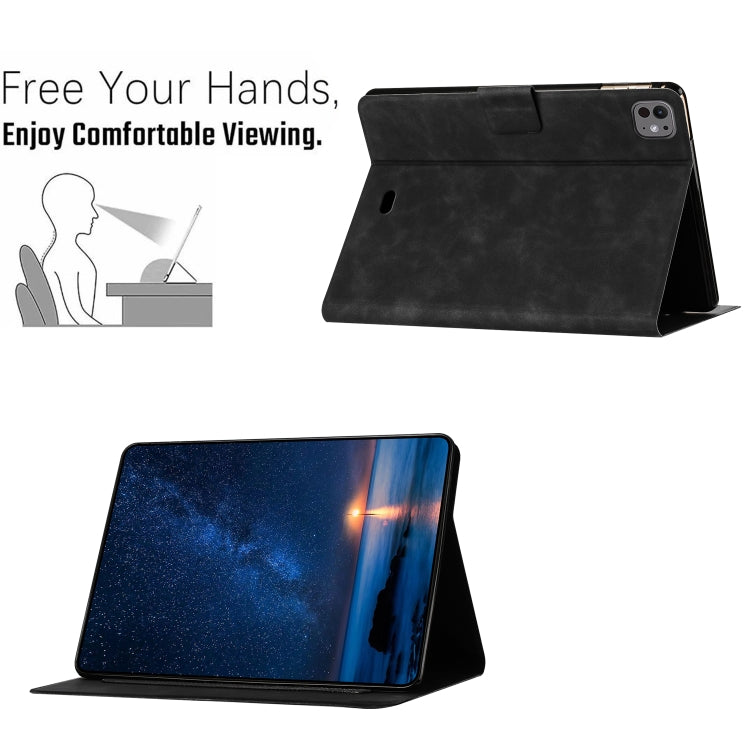 For iPad Pro 11 2025 / 2024 Embossed Couple Cat Smart Tablet Leather Case