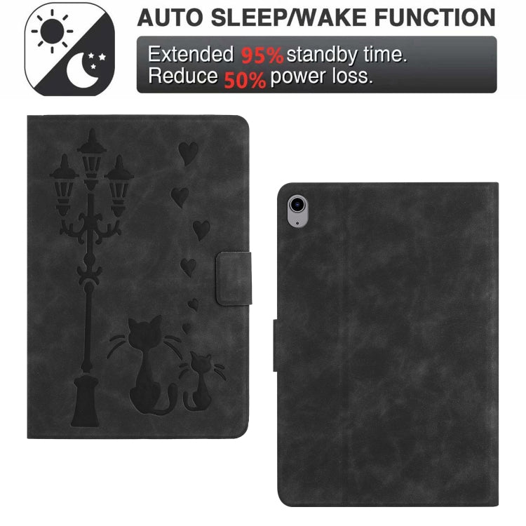 For iPad mini 2024 / mini 6 Embossed Couple Cat Smart Tablet Leather Case