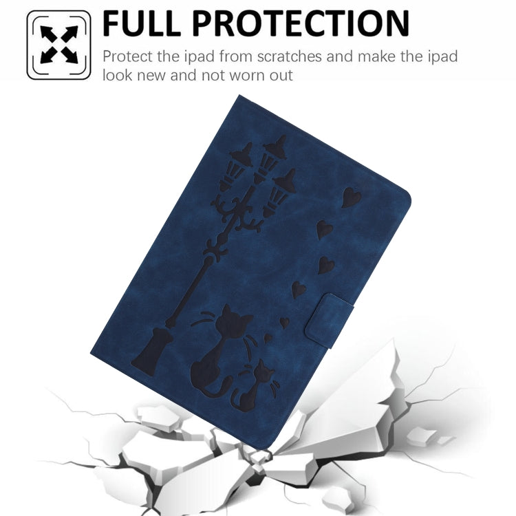 For iPad 2025 / 2022 Embossed Couple Cat Smart Tablet Leather Case