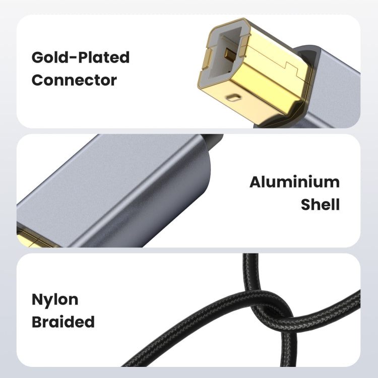 USB 2.0 A Male to B Male Square Port Printer Data Transmission Extension Cable, Length:5m