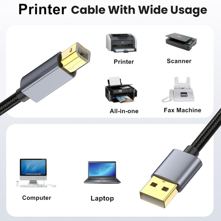 USB 2.0 A Male to B Male Square Port Printer Data Transmission Extension Cable, Length:5m