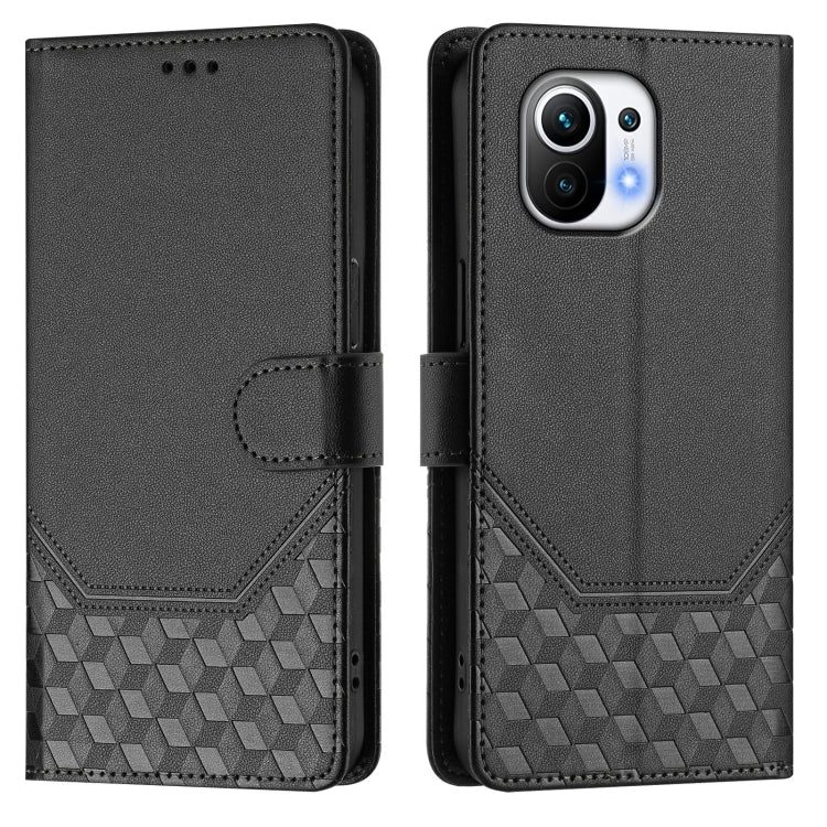 For Xiaomi Mi 11 Honeycomb Embossing RFID Leather Phone Case