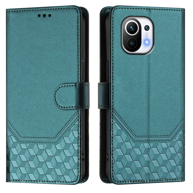 For Xiaomi Mi 11 Honeycomb Embossing RFID Leather Phone Case