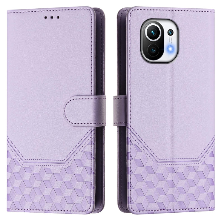 For Xiaomi Mi 11 Honeycomb Embossing RFID Leather Phone Case