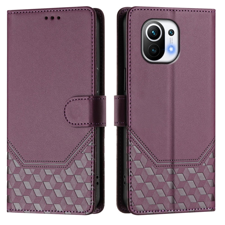 For Xiaomi Mi 11 Honeycomb Embossing RFID Leather Phone Case