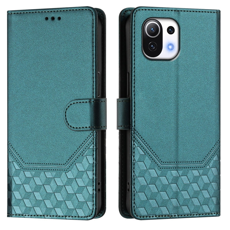 For Xiaomi Mi 11 Lite / Mi 11 Lite 5G NE Honeycomb Embossing RFID Leather Phone Case
