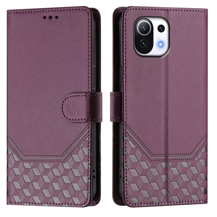 For Xiaomi Mi 11 Lite / Mi 11 Lite 5G NE Honeycomb Embossing RFID Leather Phone Case