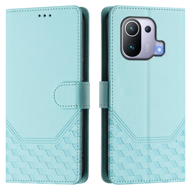 For Xiaomi Mi 11 Pro Honeycomb Embossing RFID Leather Phone Case