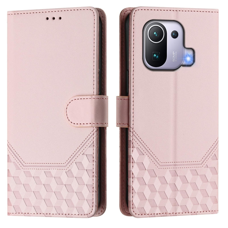 For Xiaomi Mi 11 Pro Honeycomb Embossing RFID Leather Phone Case