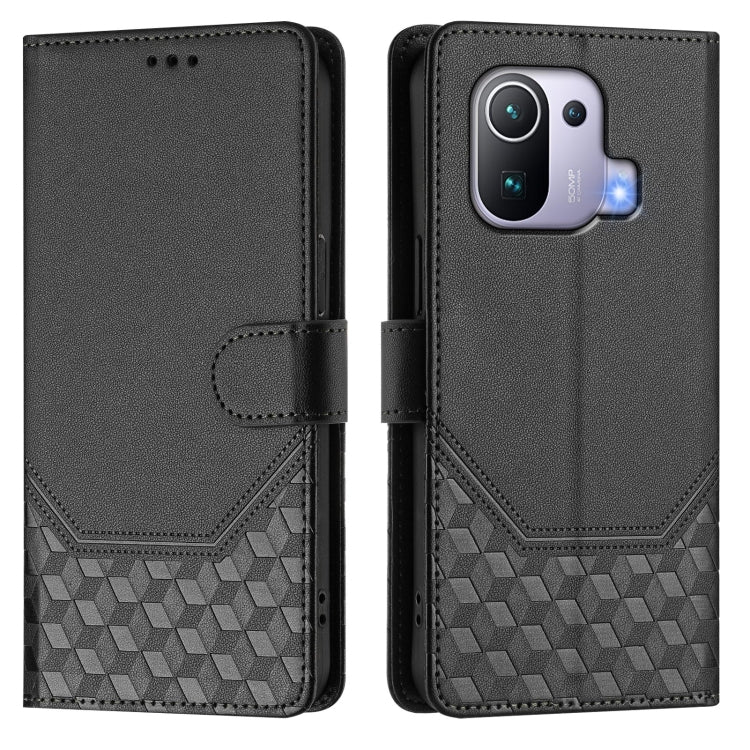 For Xiaomi Mi 11 Pro Honeycomb Embossing RFID Leather Phone Case