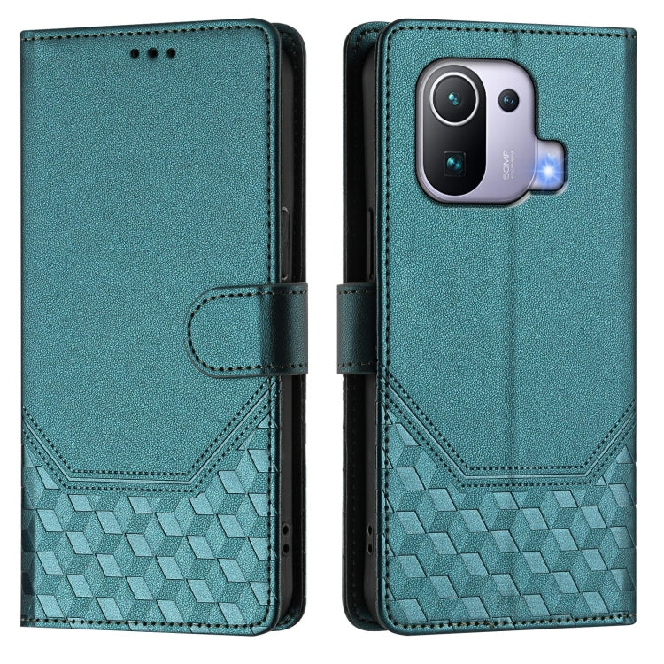 For Xiaomi Mi 11 Pro Honeycomb Embossing RFID Leather Phone Case