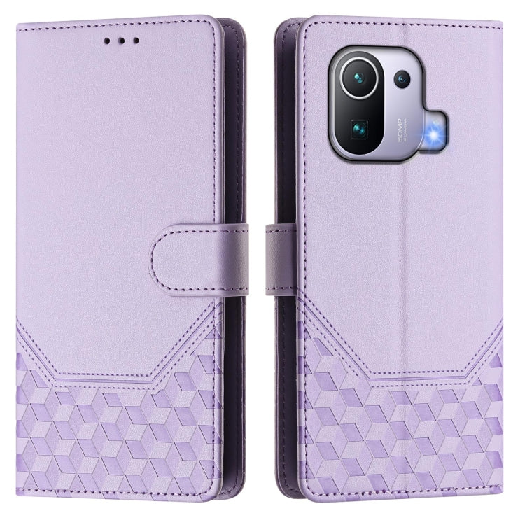 For Xiaomi Mi 11 Pro Honeycomb Embossing RFID Leather Phone Case