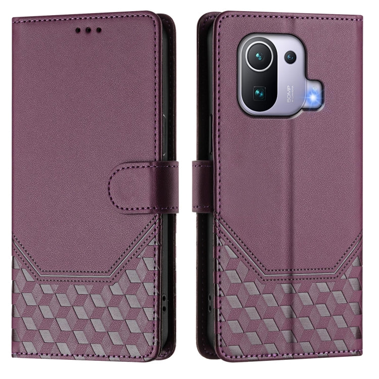 For Xiaomi Mi 11 Pro Honeycomb Embossing RFID Leather Phone Case