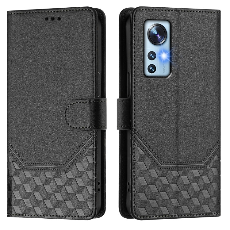 For Xiaomi 12 5G / 12X 5G / 12S 5G Honeycomb Embossing RFID Leather Phone Case